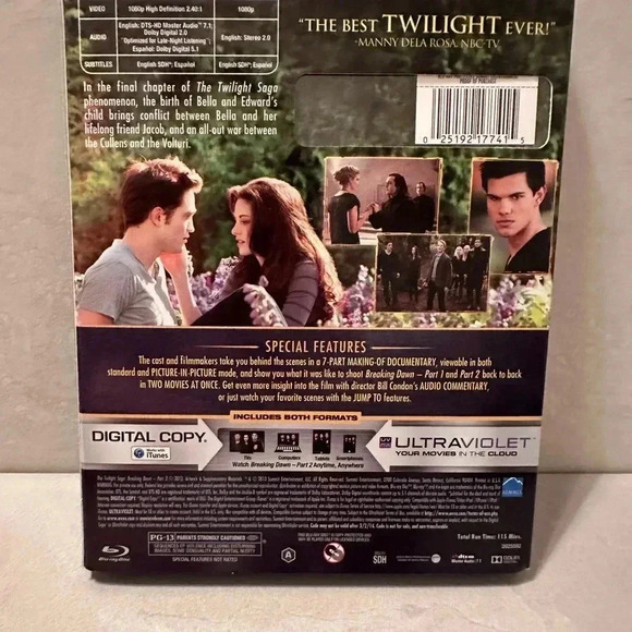 The Twilight Saga Breaking Dawn Part 2 Blu-Ray 2012 Final Chapter  W/ Sleeve - Picture 2 of 3